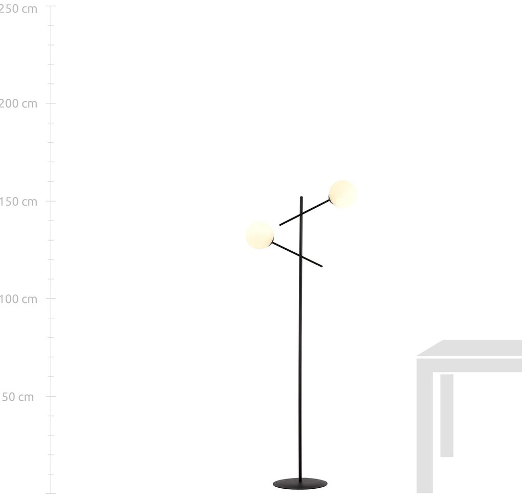 Piantana Contemporaneo Yama Acciaio Nero Bianco 2 Luci E14 Ip20