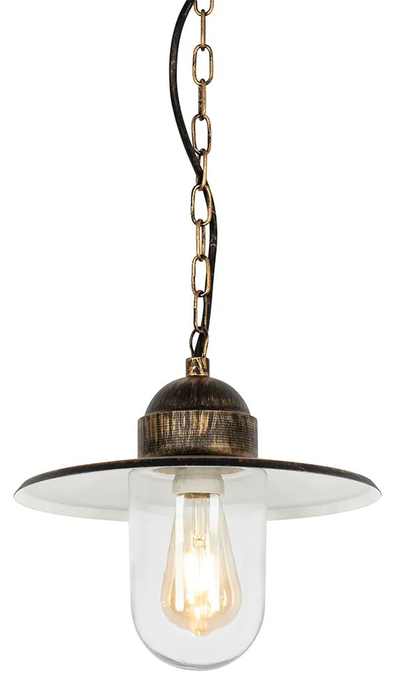 Lampada a sospensione da esterno rustica oro antico IP44 - Kansas