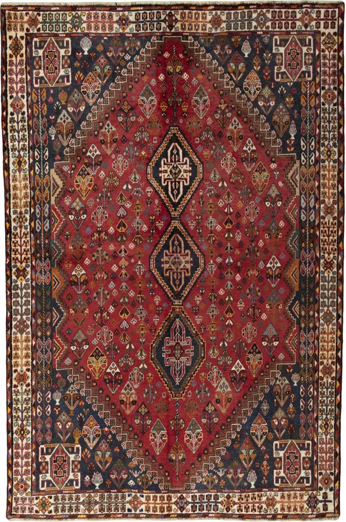 Shiraz Tappeto 170 x 260 Rosso (Iran) Annodato A Mano