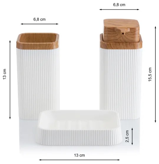 Set da bagno ZOYA 5 pz bianco/marrone