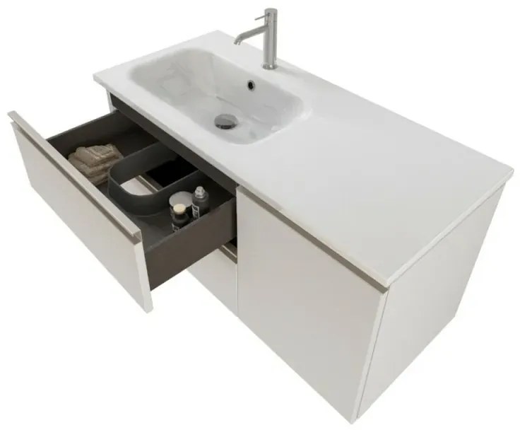 Composizione bagno sospesa 100 cm Master bianco con top e specchio