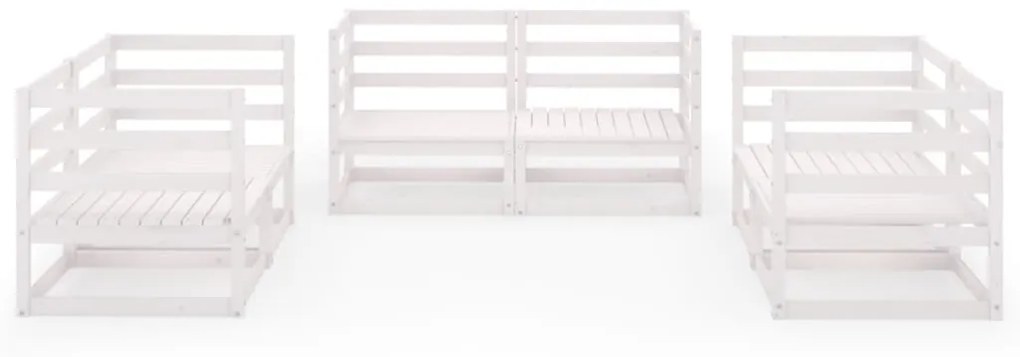 Set divani da giardino 6 pz bianco in legno massello di pino