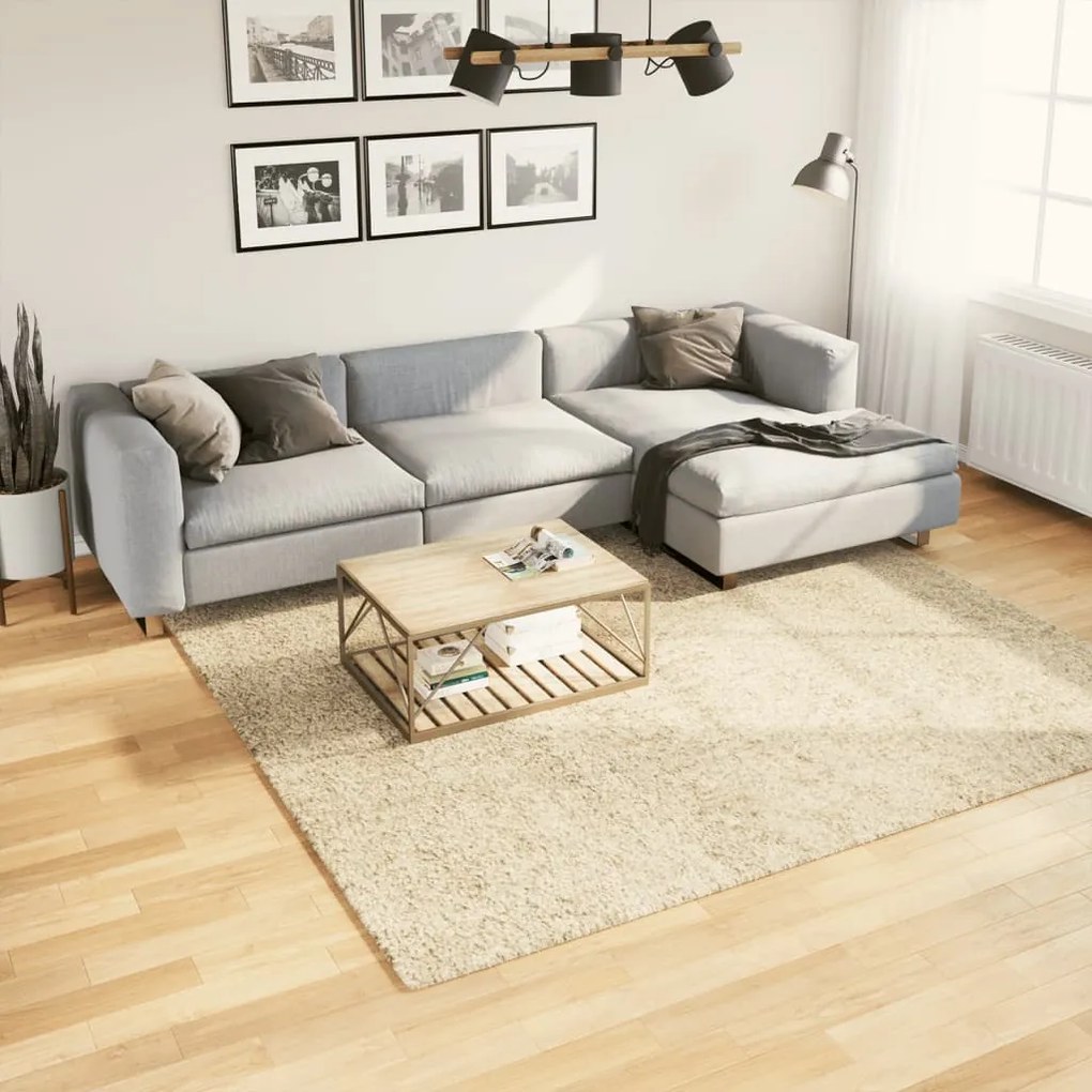Tappeto Shaggy Pamplona A Pelo Lungo Moderno Oro 240x240 Cm /