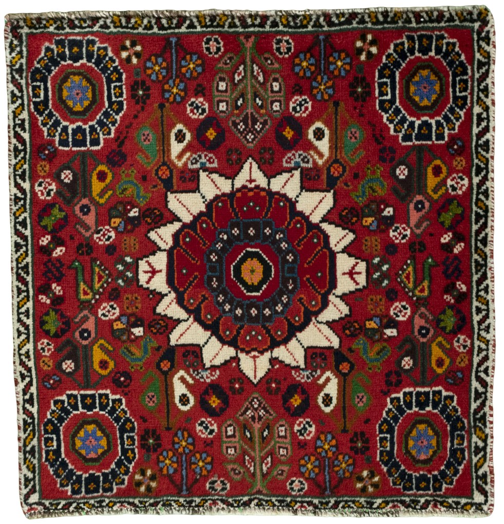 Shiraz Tappeto 60 x 70 Rosso (Iran) Annodato A Mano