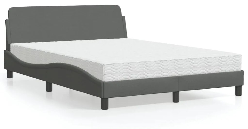 Letto Con Materasso Grigio Scuro 140x190 Cm Tessuto /
