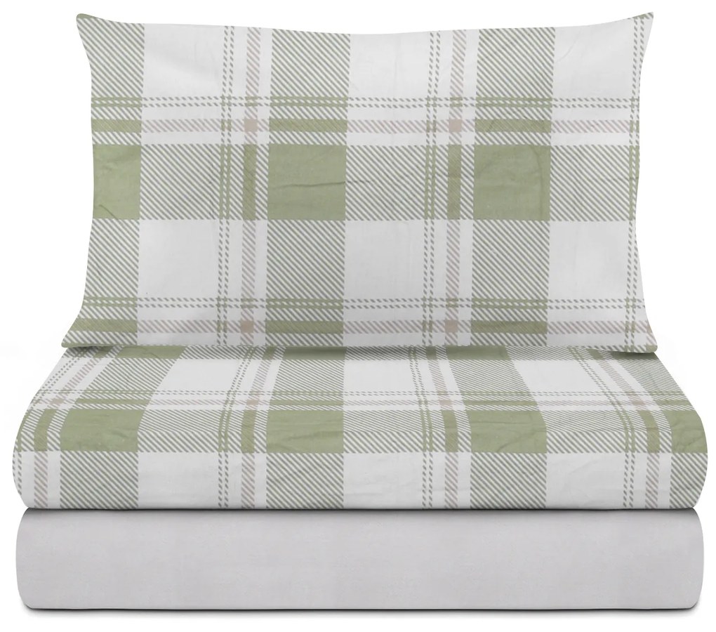 Completo letto singolo scozzese verde in flanella