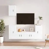 Set di Mobili Porta TV 5 pz Bianco Lucido in Legno Multistratocod mxl 100807