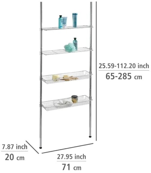 WENKO 18597100-Scaffale 71x285 cm cromo lucido