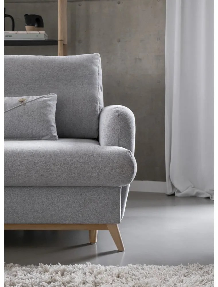 Divano angolare grigio chiaro allungabile/con contenitore (con penisola a sinistra/con chaise lounge) Scandic Lagom – Miuform