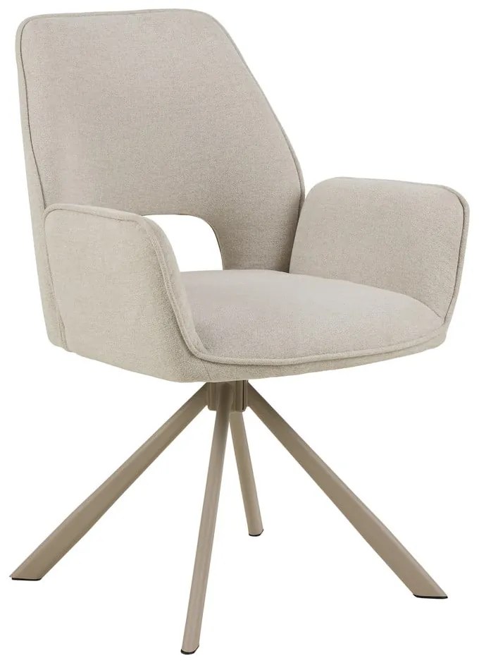 Sedia da pranzo beige in imbottito con braccioli Graham – Actona