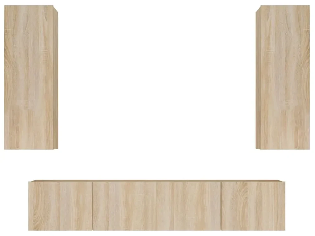 Set di mobili porta tv 4 pz rovere sonoma in legno multistrato