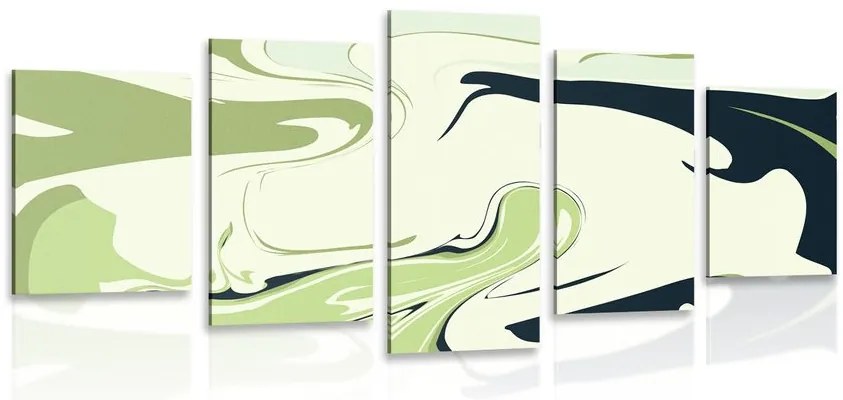 Quadri 5 pezzi – Motivo astratto verde