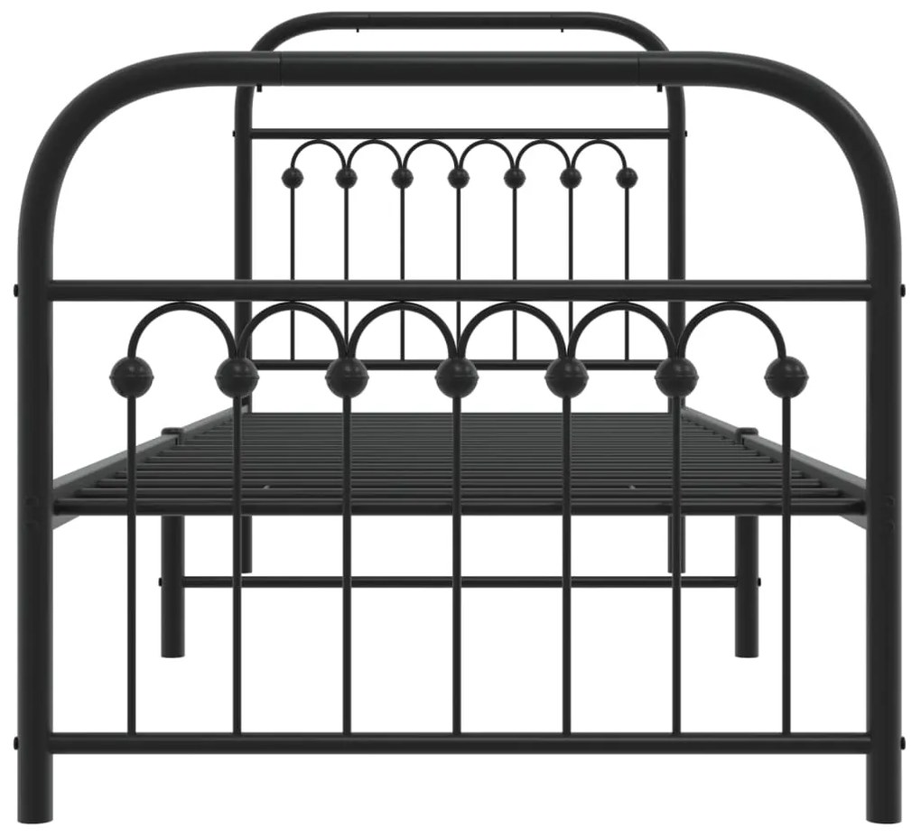 Giroletto con testiera e pediera metallo nero 75x190 cm