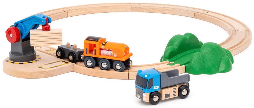 Brio - Set di mezzi da carico con gru