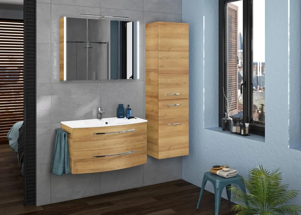 Mobile sottolavabo e lavabo Imagine quercia L 90 x H 48 x P 48 cm 1 vasca 2 cassetti