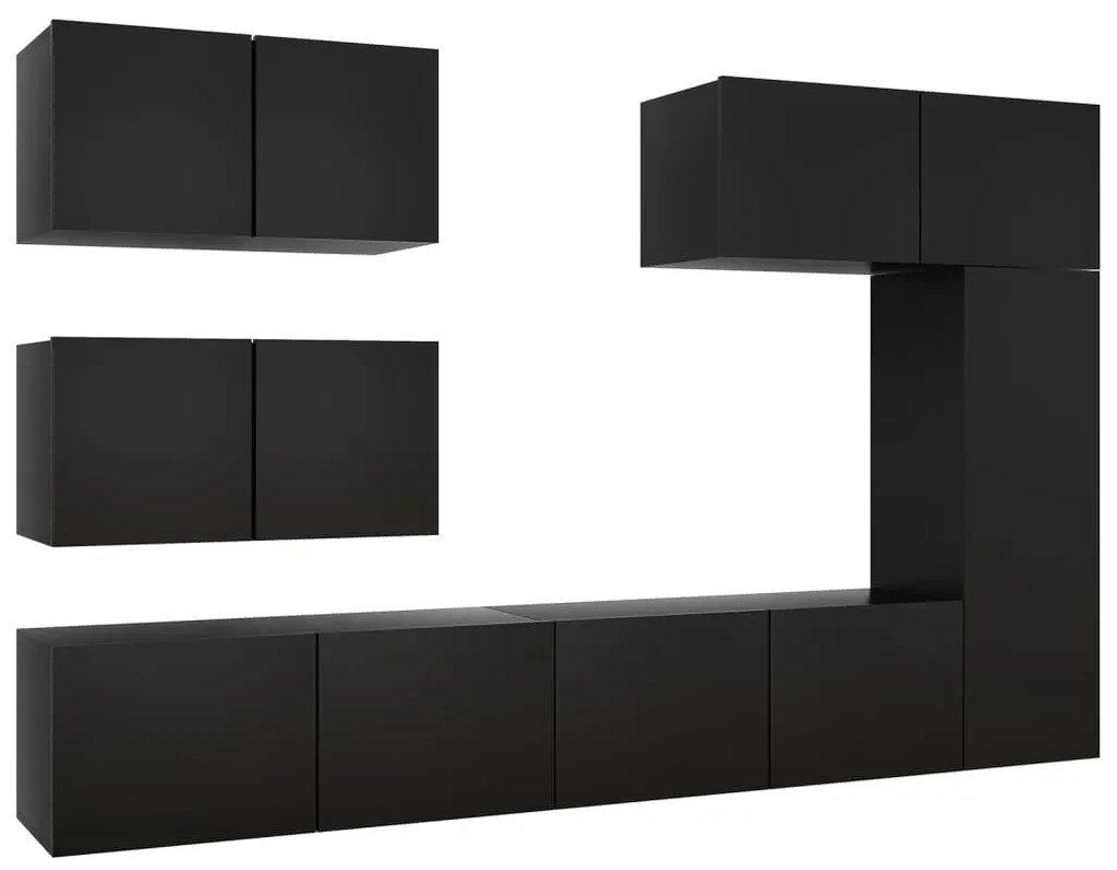 Set di mobili porta tv 6 pz nero in legno multistrato