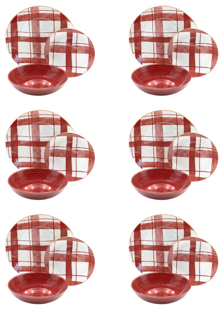 SET 18 PZ TAVOLA COTTAGE PORCELLANA ROSSO