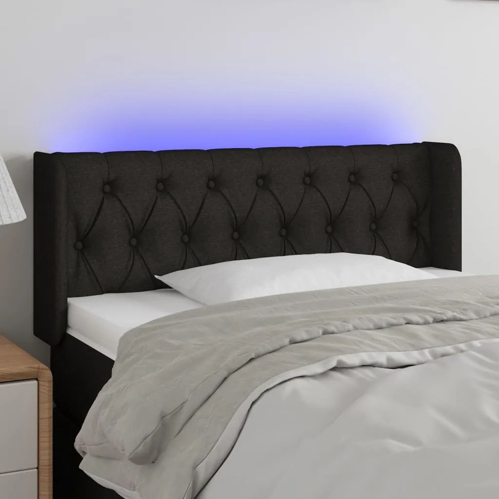 Testiera A Led Nera 93x16x78/88 Cm İn Tessuto /