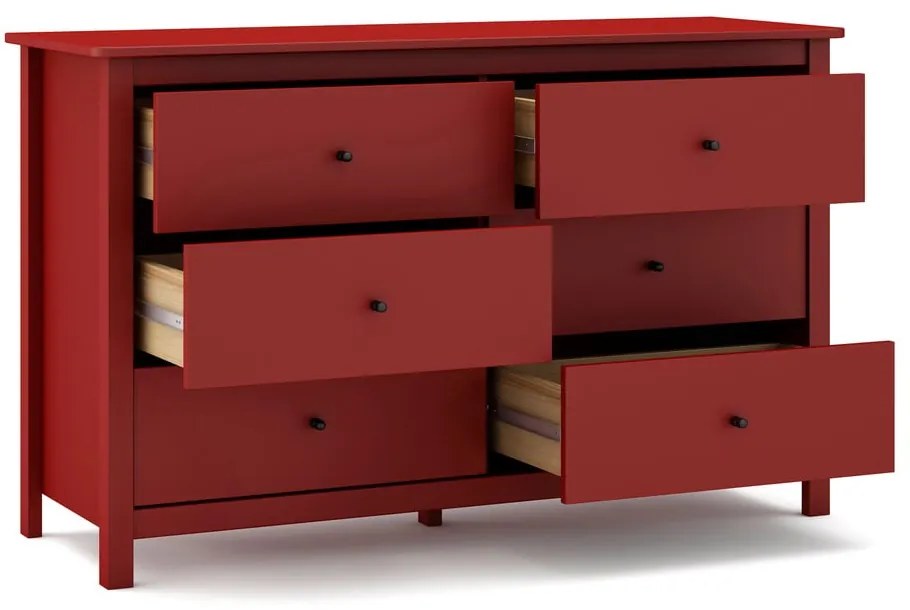 Cassettiera bassa rossa in pino 130x80 cm Misti - Marckeric