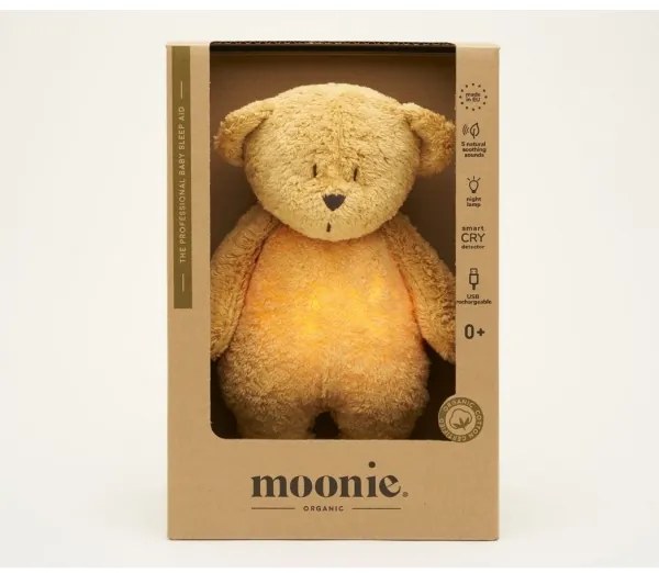 Moonie - Compagno di coccole con melodia e luce orsacchiotto 2.0 organic miele