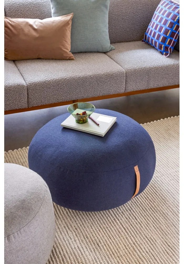 Pouf Turenio blu scuro, ø 70 cm Mochi - Hübsch