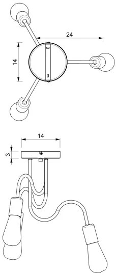 Lampadario a plafone DOW 3xE27/60W/230V bianco/oro