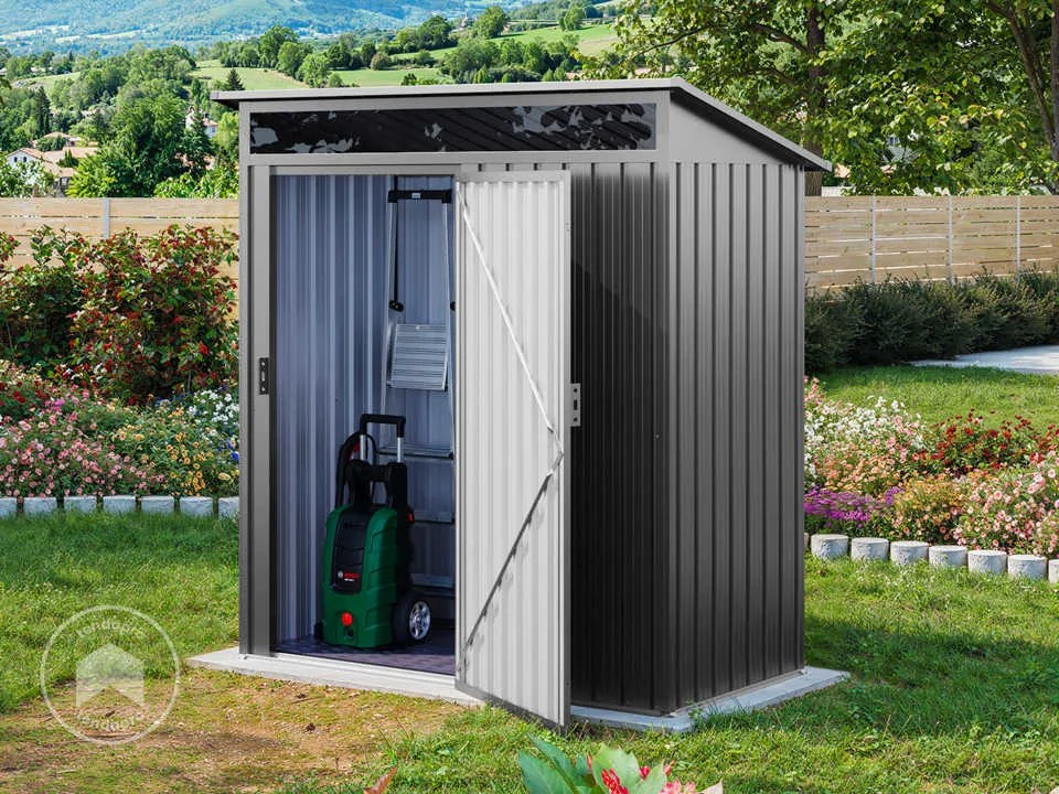 PRIMEYARD Casetta da giardino 160 x 80 cm, grigio perla - (GFPV01006)