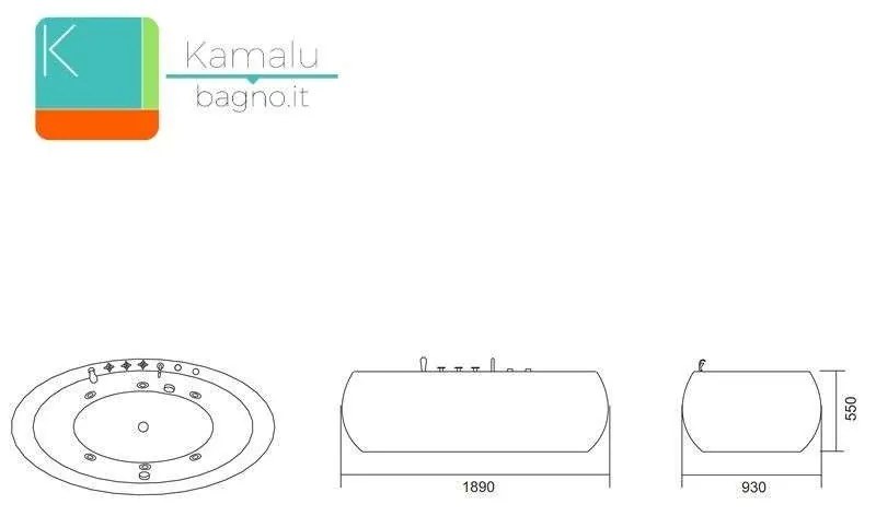 Kamalu - vasca idromassaggio ovale freestanding d-200k