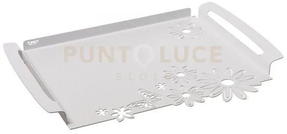 Vassoio grande margherite bianco marmo in ferro 46x32cm