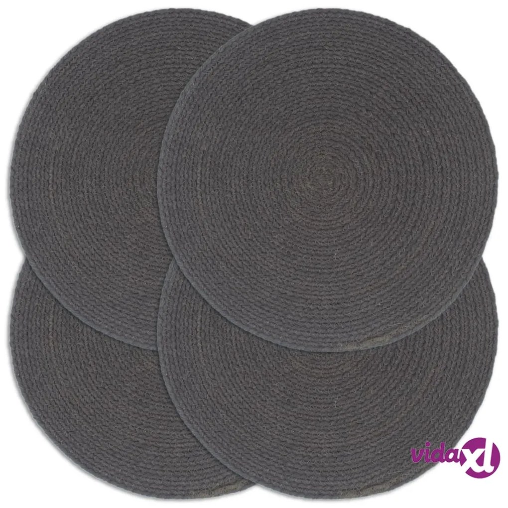 vidaXL Tovagliette 4 pz Grigio Scuro Neutro 38cm Rotonde in Juta