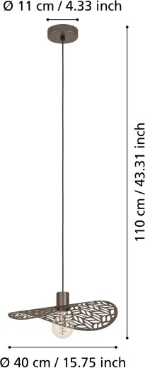 Eglo 44124 - Lampadario a sospensione con cavo SWABY 1xE27/60W/230V diam. 40 cm bronzo