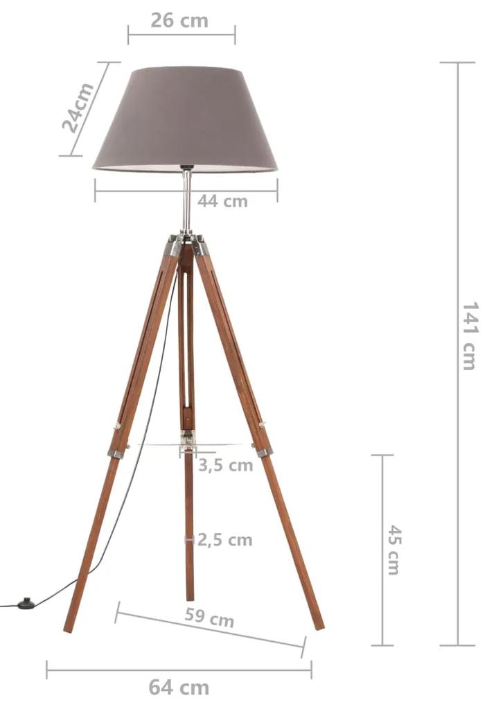 Lampada a Treppiede Marrone e Grigio in Legno di Teak 141 cm