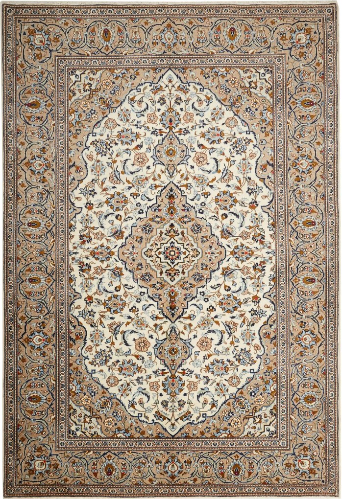 Kashan Tappeto 200 x 290 Beige (Iran) Annodato A Mano
