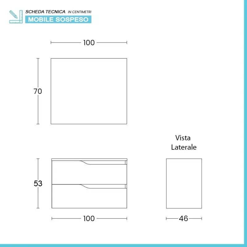 Mobile bagno sospeso 100cm quercia e bianco con lavabo e specchio Sumya