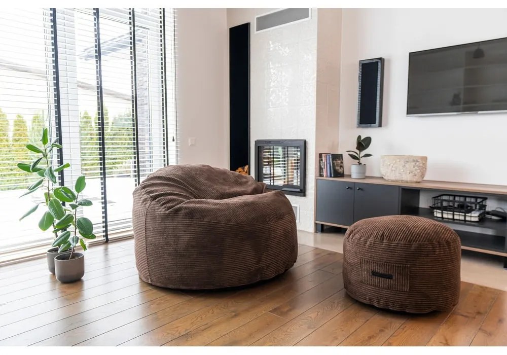 Poggiapiedi nero con rivestimento in velluto a coste Om 60 – SLOWDOWN