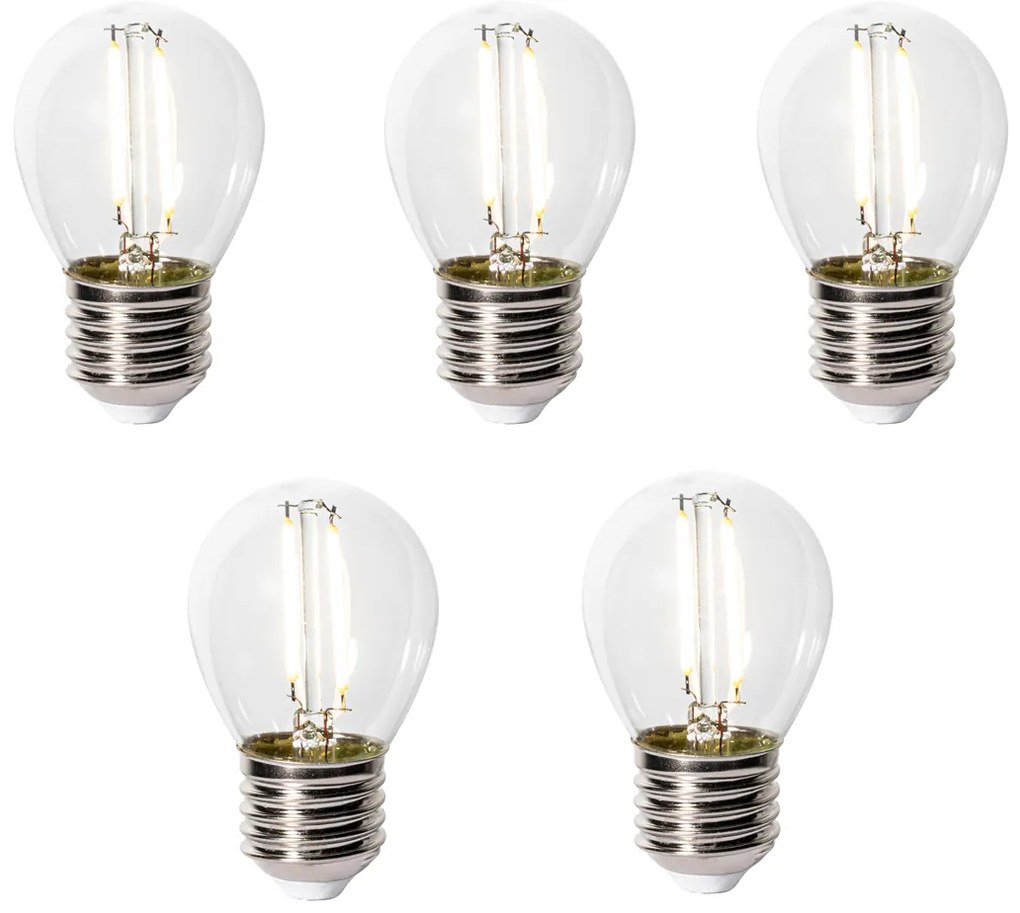 Set di 5 Lampadine LED E27 dimmerabili vetro trasparente P45 3W 250 lm 3000K