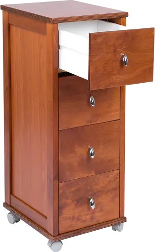 Carrello cassettiera POKERINO in legno a 4 cassetti CILIEGIO