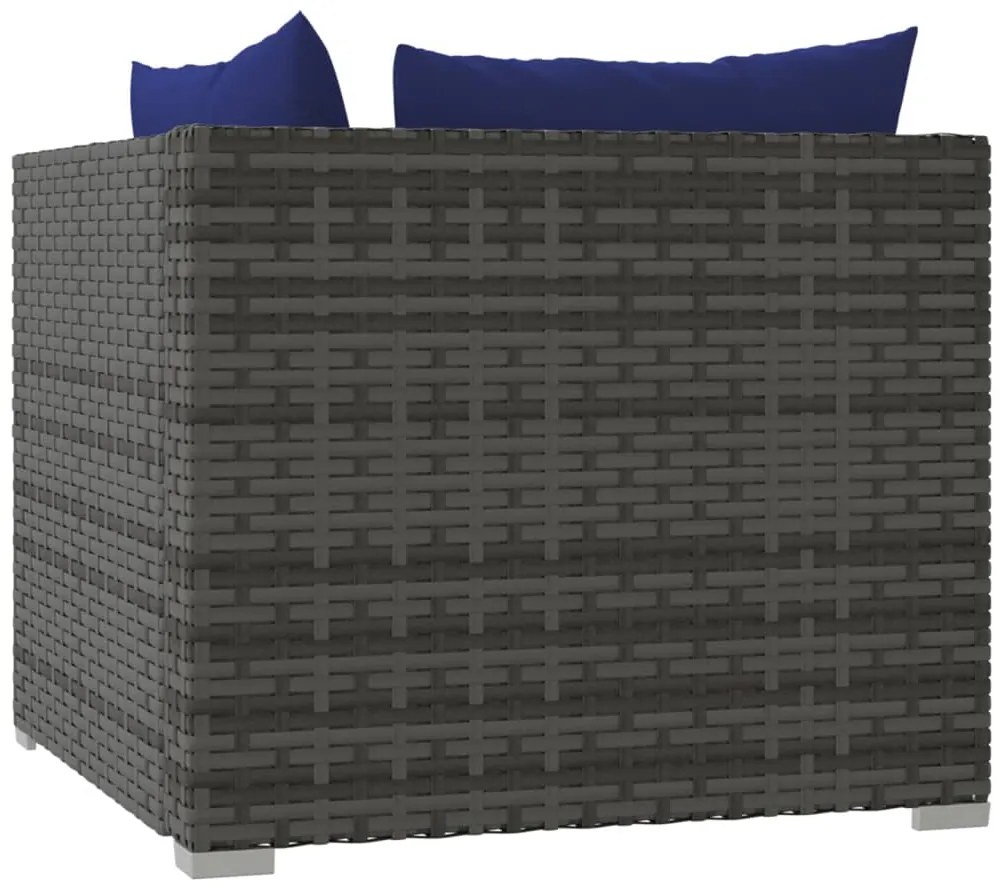 Set Divani da Giardino 11 pz con Cuscini in Polyrattan Grigio