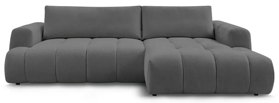 Divano angolare grigio scuro allungabile e con contenitore (penisola a destra/chaise lounge) Fuji – Bobochic Paris