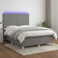 Letto a Molle Materasso e LED Grigio Scuro 140x200cm in Tessutocod mxl 75606