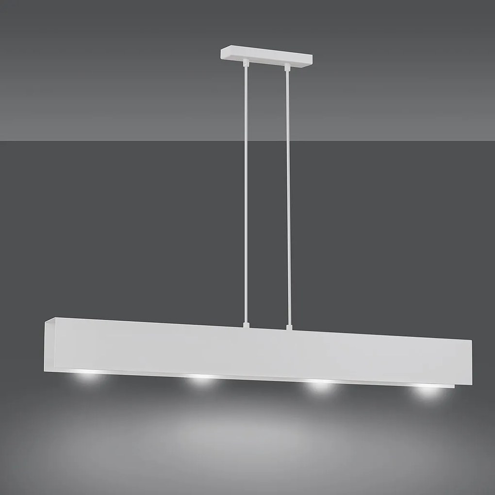 Lampadario Moderno 4 Luci Gentor In Acciaio Bianco