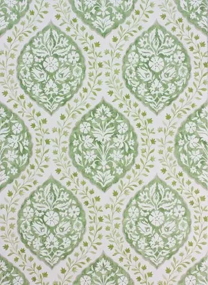 Nina Campbell Carta da parati Marguerite - Green/ Ivory