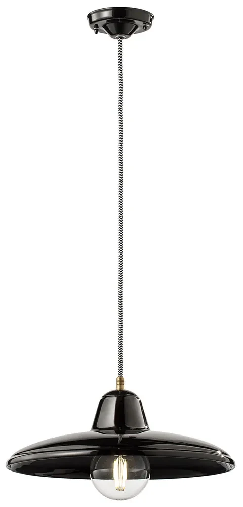 Lampadario Industrial Minimal Nordico B&W Metallo Smaltato Nero 1 Luce E27
