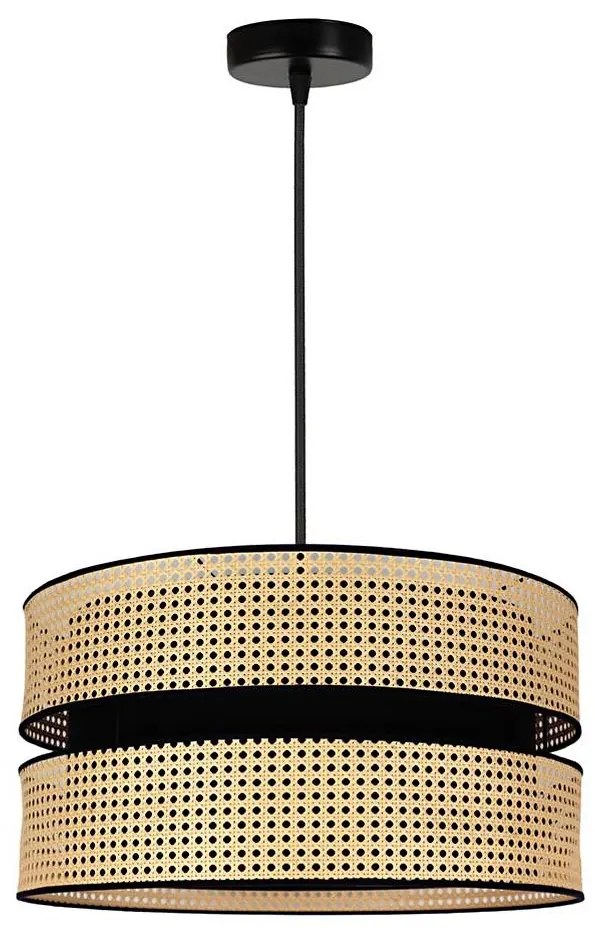 Duolla - Lampadario a sospensione con filo DUO 1xE27/15W/230V diametro 40 cm rattan/nero