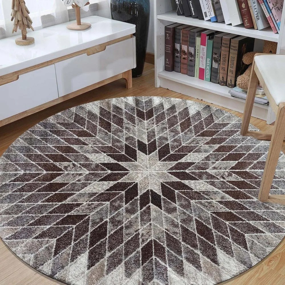 Tappeto rotondo beige con motivo interessante Larghezza: 100 cm