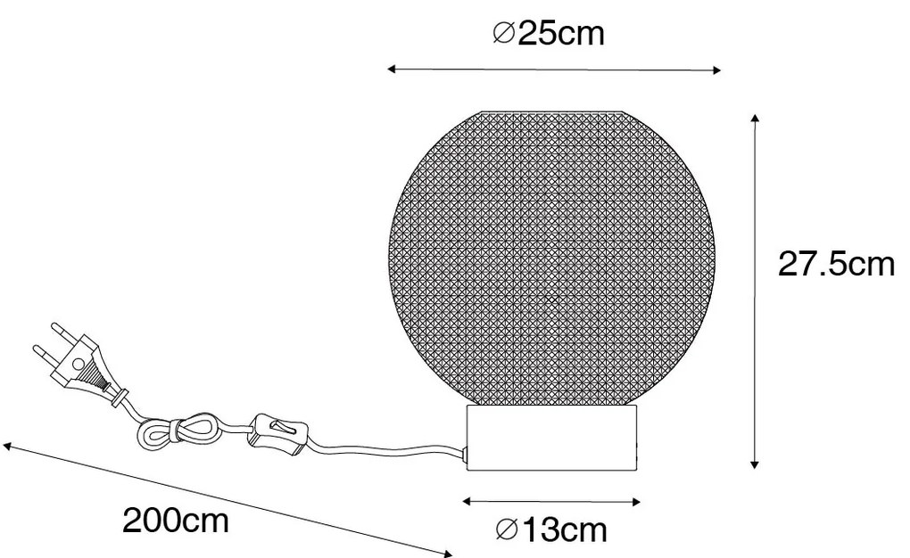 Lampada da tavolo di design nera con vetro fumé - Chico