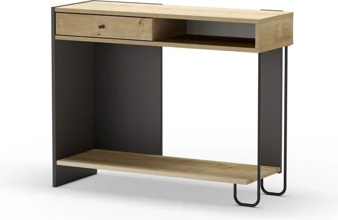 Consolle con piano in rovere nero e naturale 35x100 cm Saturne - Marckeric