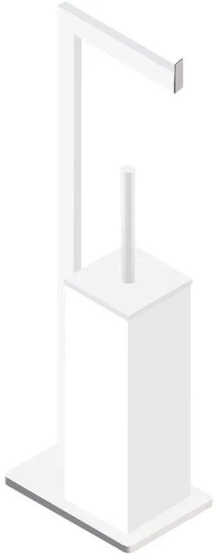 Piantana porta rotolo e porta scopino wc Retta bianco cromatoverniciato