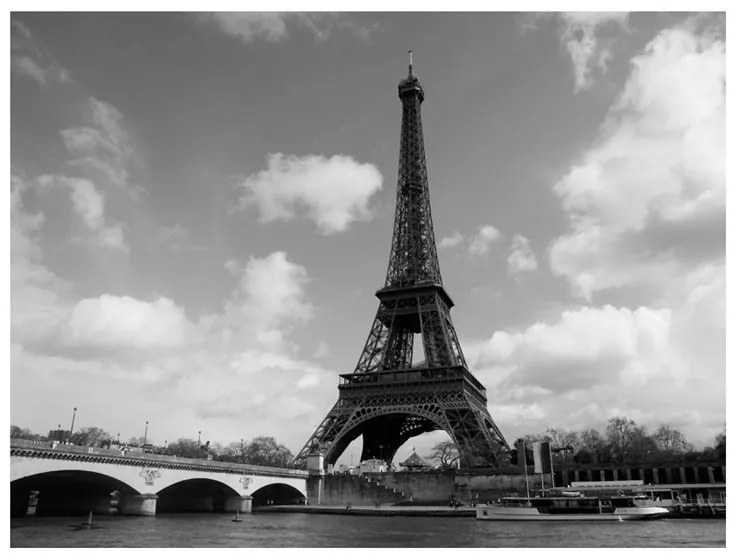 Fotomurale  Senna e Torre Eiffel  Colore bianco e nero, Dimensioni e Misure 300x231