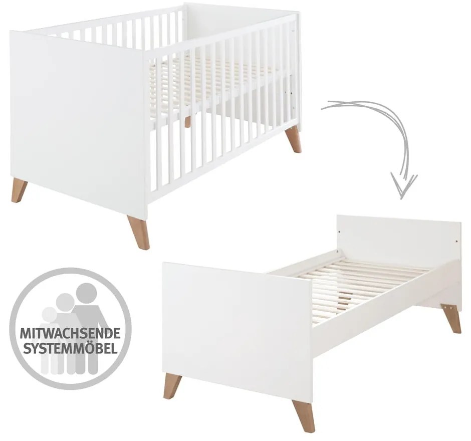 Lettino in colore bianco e naturale 70x140 cm Ole - Roba